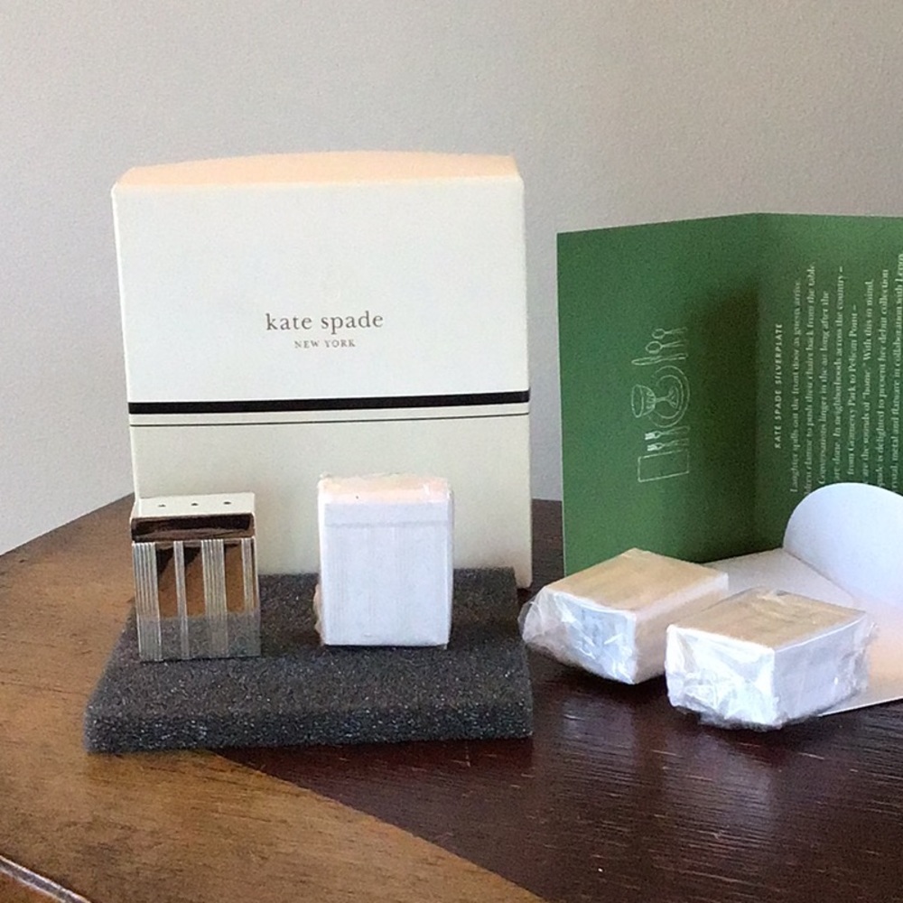 Kate Spade Salt & Pepper Shakers 2 Small Sets Silvertone